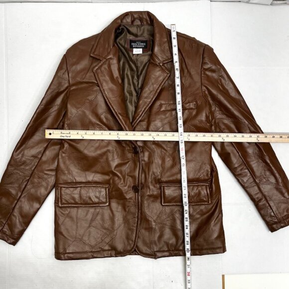 Haband Executive Division Leather Jacket  Patches  Stitch ChocoBrown Men 3X(J12) - Picture 11 of 11